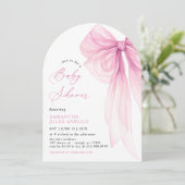 Invitation Baby shower moderne tendance Bow rose (Debout devant)