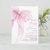 Invitation Baby shower moderne tendance Bow rose (Debout devant)