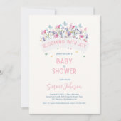 Invitation Baby shower moderne thème Fleurs sauvages filles  (Devant)