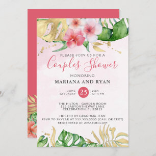 Invitation Baby shower moderne Tropical Summer Floral Couples