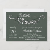 Invitation Baby Shower Moderne Vert Foncé (Devant)
