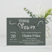 Invitation Baby Shower Moderne Vert Foncé (Debout devant)