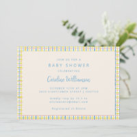 Baby Shower Moderne Vintage Mignon à Carreaux Past
