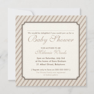 Invitation BABY SHOWER moderne vintage mignon rayures neutres