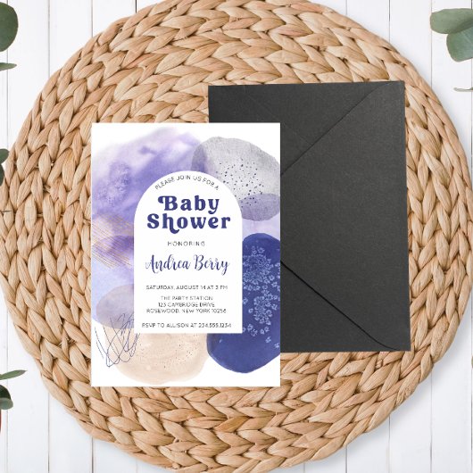 Invitation Baby shower moderne violet
