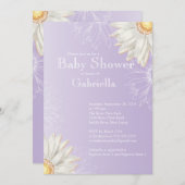 Invitation Baby shower moderne violet blanc Gerbera Daisy (Devant / Derrière)