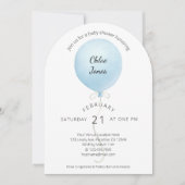 Invitation Baby shower moderne Watercolor Blue Balloon (Devant)