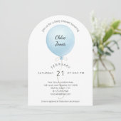 Invitation Baby shower moderne Watercolor Blue Balloon (Debout devant)