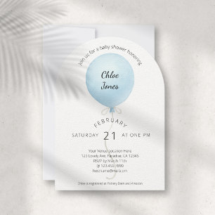 Invitation Baby shower moderne Watercolor Blue Balloon