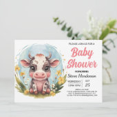 Invitation Baby shower moderne Whimsical Chic Cow (Debout devant)