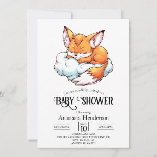 Invitation Baby shower moderne Woodland Digital Fox