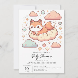 Invitation Baby shower moderne Woods Fox