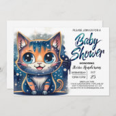 Invitation Baby shower modifiable Boho Kitten (Devant / Derrière)