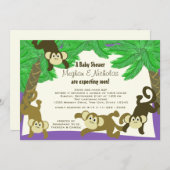 Invitation Baby shower Monkey Jungle (Devant / Derrière)