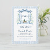 Invitation Baby shower Monogram Crest Mallard Duck (Debout devant)