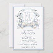Invitation Baby Shower Monogramme de luxe Heron (Devant)