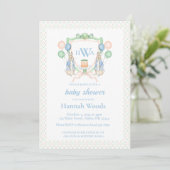 Invitation Baby shower Monogramme de printemps Bunny (Debout devant)
