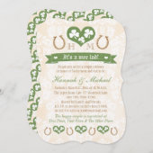 Invitation Baby shower Monogrammed Horseshoe Shamrock Couples (Devant / Derrière)