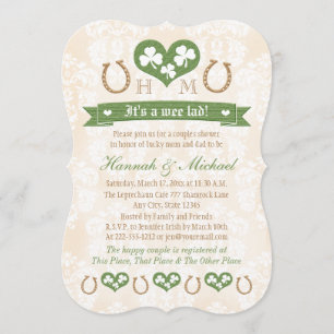Invitation Baby shower Monogrammed Horseshoe Shamrock Couples