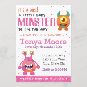 Invitation Baby shower Monster Girl