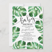 Invitation Baby shower Monstera Invitation, Feuilles tropicau (Devant)
