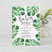 Invitation Baby shower Monstera Invitation, Feuilles tropicau (Debout devant)