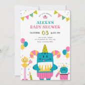 Invitation Baby shower monstre de dessin animé (Devant)