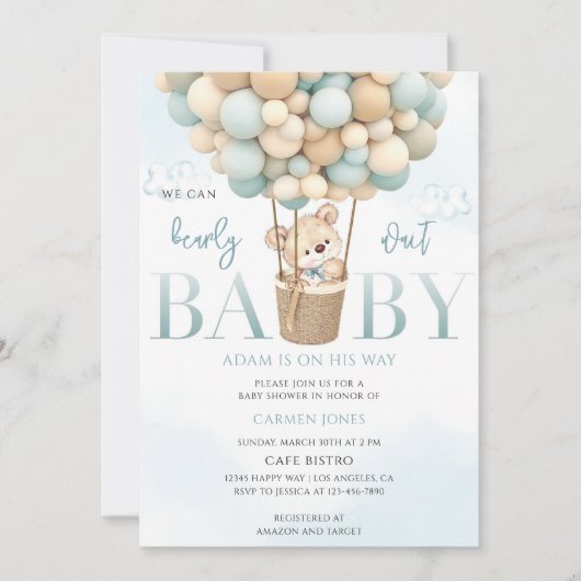 Invitation Baby Shower Montgolfière (Devant)