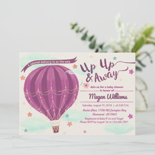Invitation baby shower montgolfière (Debout devant)