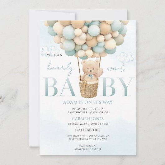 Invitation Baby Shower Montgolfière (Devant)