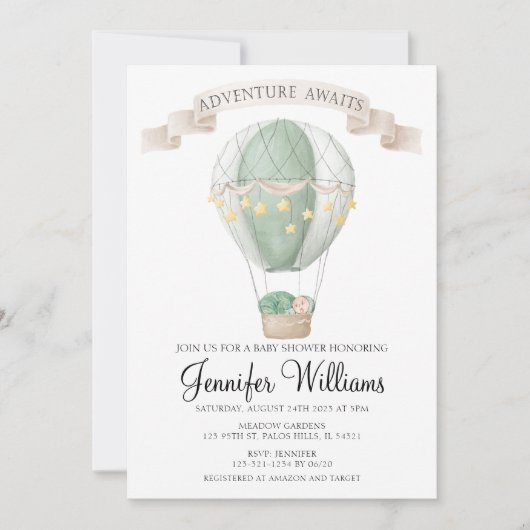 Invitation baby shower montgolfière (Devant)