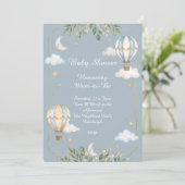 Invitation Baby Shower Montgolfière Bleue (Debout devant)