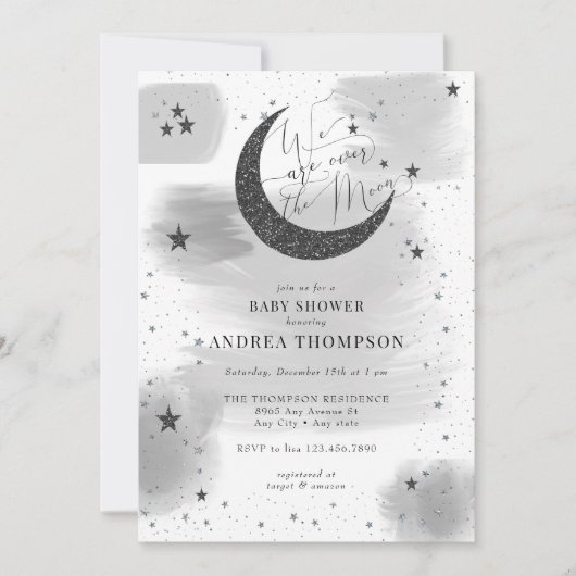 Invitation Baby shower Moon Stars (Devant)