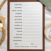 Invitation Baby shower Mot de jeu Scrambule avec clé de répon