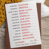 Invitation Baby shower Mot de jeu Scrambule avec clé de répon