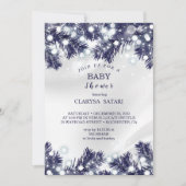 Invitation Baby shower motif aux fleurs bleues design (Devant)