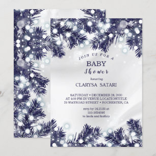 Invitation Baby shower motif aux fleurs bleues design