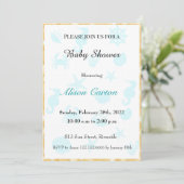 Invitation Baby shower motif bleu mer (Debout devant)