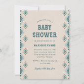 Invitation Baby shower Motif Blue Southwestern Aztec (Devant)