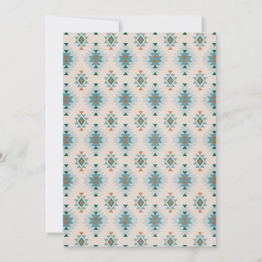 Invitation Baby shower Motif Blue Southwestern Aztec (Dos)