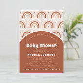 Invitation Baby shower Motif Boho Terracotta Rainbow Moon (Debout devant)