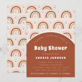 Invitation Baby shower Motif Boho Terracotta Rainbow Moon (Devant / Derrière)