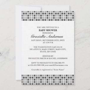 Invitation Baby shower Motif Carré gris
