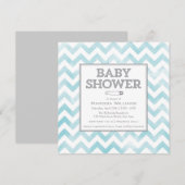 Invitation Baby shower motif Chevron invitation, aqua (Devant / Derrière)