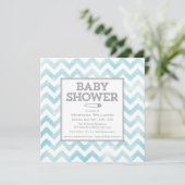 Invitation Baby shower motif Chevron invitation, aqua (Debout devant)