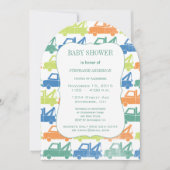 Invitation Baby shower Motif de camion de bébé bleu vert bébé (Devant)