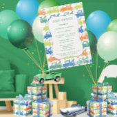 Invitation Baby shower Motif de camion de bébé bleu vert bébé