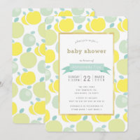 Invitation Baby shower Motif de pomme jaune vert