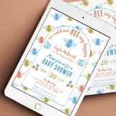 Invitation Baby shower Motif du timbre d'abeilles