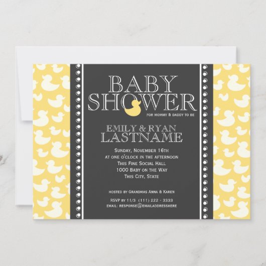 Invitation Baby shower Motif Ducky (Devant)